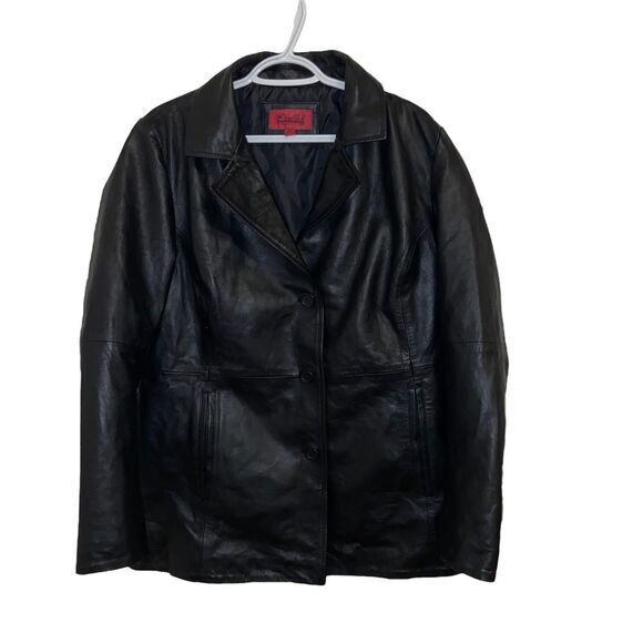 Excelled Collections Jackets & Blazers - Excelled Collections Woman's Black 3 Button‎ 100% Leather Jacket Coat Size XL